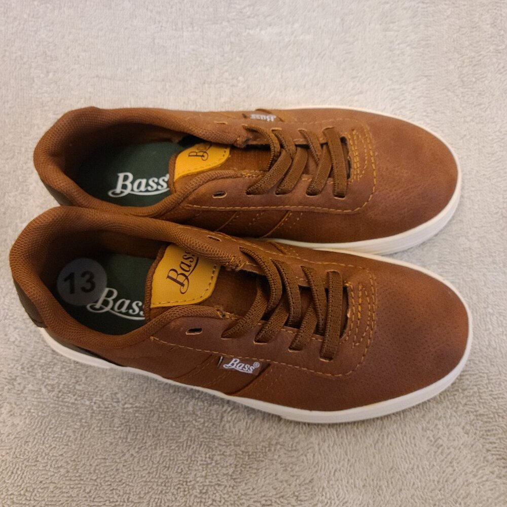 BASS ''MILES'' BROWN SYNTHETIC LEATHER SLIP-ON SNEAKER LOAFER -- BROWN SZ 13 KID